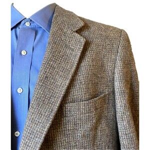 Austin Reed Vintage Tweed Wool Sport Coat Gray Barleycorn Fleck 42 44 Regent St
